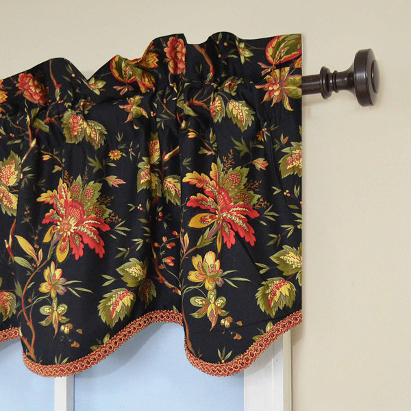 Waverly Felicite Floral Cotton Scalloped 50'' W Window Valance